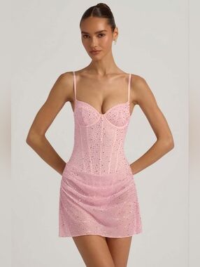 Oh Polly | Dresses | Embellished Corset Mini Dress In Fire Red | Poshmark